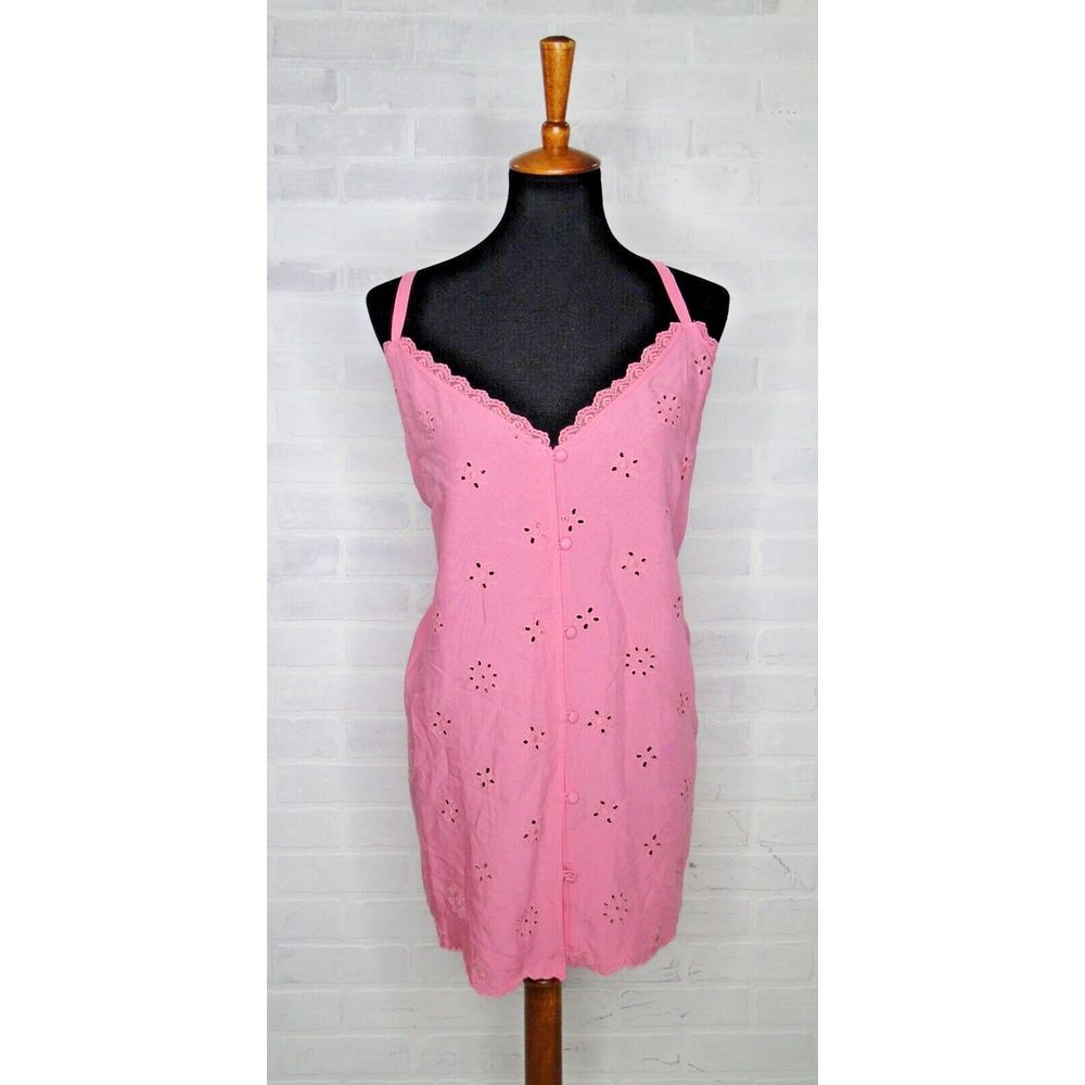 TORRID Womens Sophie Eyelet Swing Cami Tank Top Peacock Pink Size 5X 28 NWT